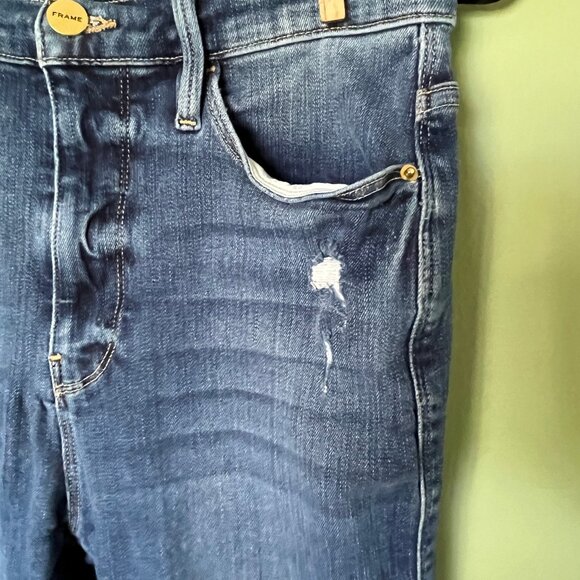$168 FRAME Le Sylvie Slender Straight Ankle Jeans Cropped Size 27 - Picture 7 of 9